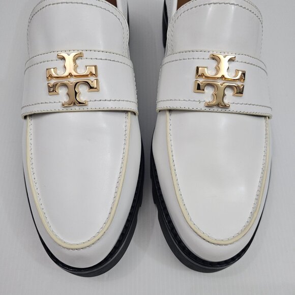 Tory Burch Everly Mini Loafer Womens 10.5 White Leather Chunky Platform Lug Sole - Picture 7 of 16